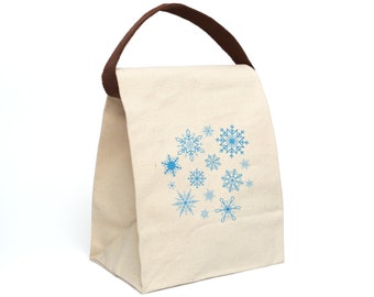 Snowflakes Canvas Lunch Bag With Strap