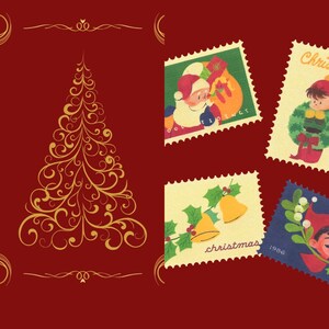 Christmas Tree and Stamps 2-sided Pillow Case