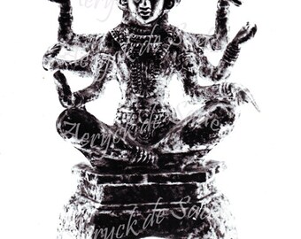Black and White Hindu Statue Photo - Digital Image