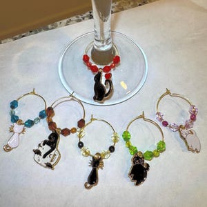 Cat Wine Charms