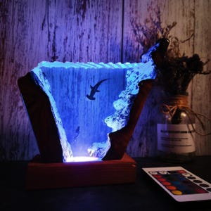 Underwater Resin Lamp | Diver & Hammerhead Shark Design | Unique Ocean-Themed Decor | Perfect Gift for Marine Life Lovers| Back To School.