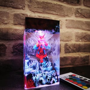 Personalized Super Hero Night light Custom, Hero Resin Lamp, Bedroom Lamp, Diorama Resin Epoxy, Gift For Gamer, Personalized Gift.