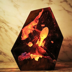 Handcrafted USS Voyager (NCC-74656) Resin Lamp, Resin Art Decor Home, Lamp Decor, Gift For Dad, Custom Night Light, Resin Art Decor Home.