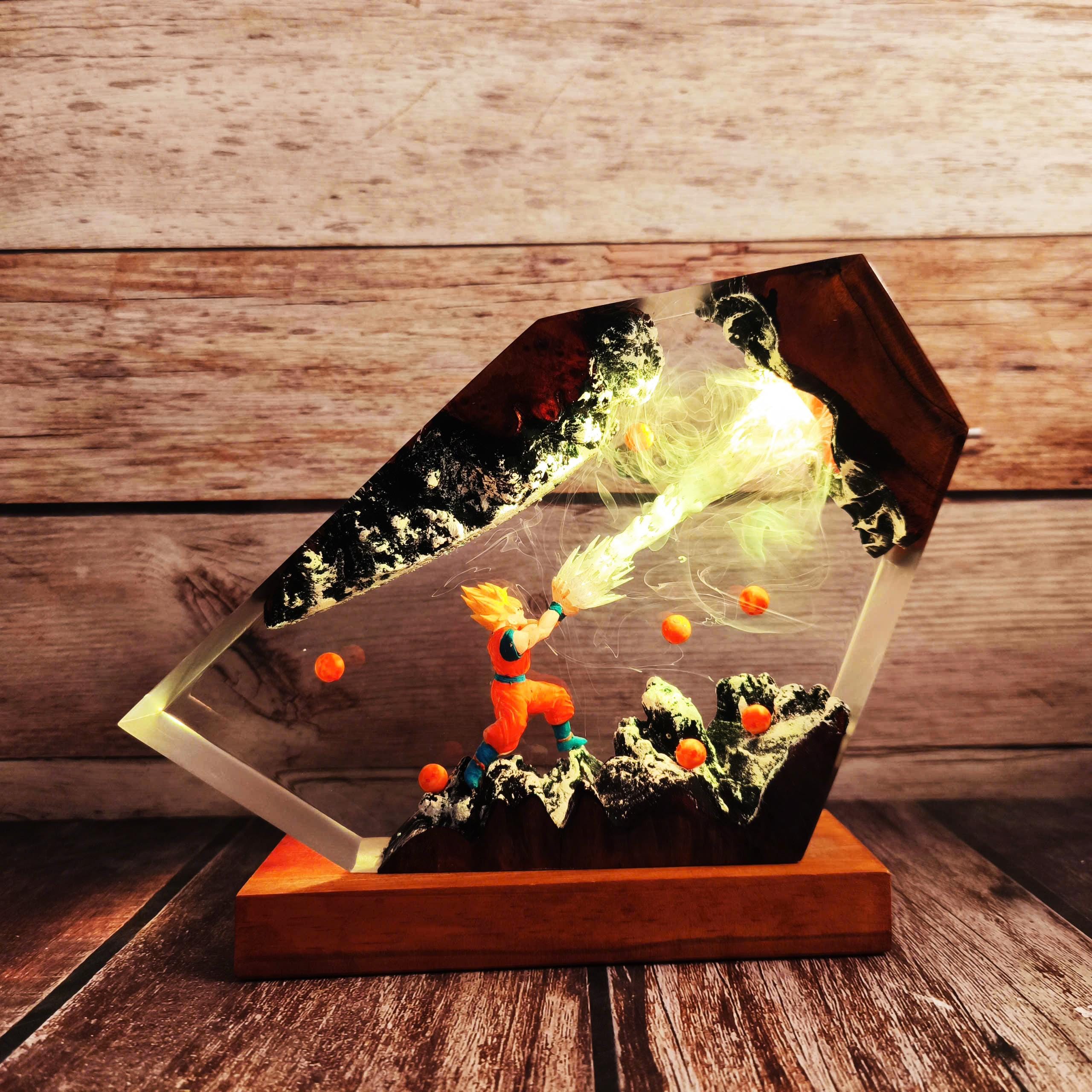 S.o.n Go.ku Resin Lamp, Anime Gift, Custom Epoxy Art Lamp, Custom Resin Night Light, Anime Epoxy Lamp, Anime Figure, HomeDecor, Gift For Mom