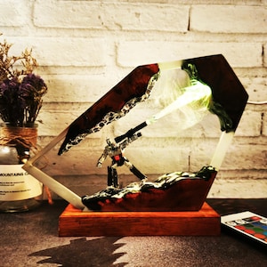 Super Robot Night Light Custom, Robot Resin Lamp, Bedroom Lamp, Diorama Resin Epoxy, Gift For Gamer, Personalized Gift, Back To School.