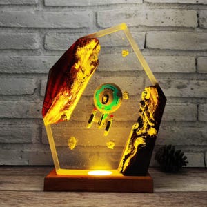Luminária de resina USS Enterprise (NCC-1701-C), luz noturna NCC 1701C, nave estelar de Star Trek, decoração para casa, luminária de mesa, volta às aulas.