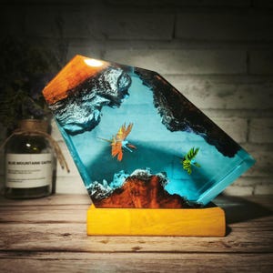 Regalo de decoración del hogar, Ava/tar T/h/e W/a/y of W/a/ter, Ava/tar 2, luz de noche de resina, lámpara de resina oceánica, regalo hecho a mano, regalo para papá.