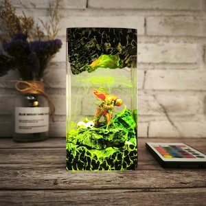 Gamer Decor, Customer Handmade Gift, Resin Wood Lamp, Epoxy Night Lamp For Gamer, Gamer Resin Lamp, Father&#39;s Day, Gift For Gamer.