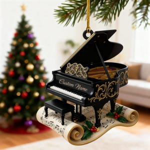 Custom Piano Ornament 2025, Personalized Grand Piano Gift, Music Lover Decor, Music Teacher Keepsake