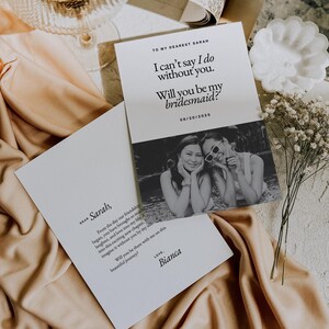 Will You Be My Bridesmaid Card Template Bridesmaid Proposal Card Maid Of Honor Editable Template Minimalist Bridesmaid Proposal Template