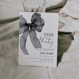 Black Bow Birthday Invitation 30th Birthday Invite Coquette Invitation Coquette Black Bow Invitation 30th Invitation Coquette Bow Invite