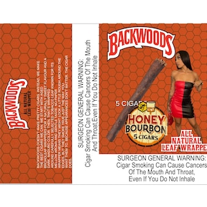 Paquete de 5 envoltorios de madera de miel y bourbon personalizables con foto, plantilla de envoltorio de madera