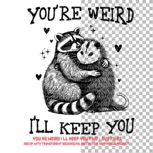 Funny Raccoon & Opossum Hug SVG PNG: Weird Animal Shirt Design