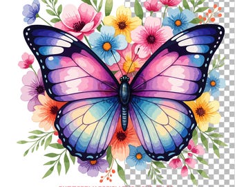 Floral Butterfly Clipart PNG: Scrapbooking & Printable Art (Digital Download, SVG Files Included