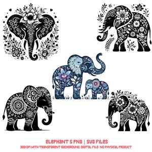 Elephant Clipart PNG, Elephant Images, 5 Elephant Animal Bundle, Elephant Clipart, Elephant PNG, Animal Bundle Set, Card Making