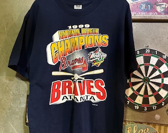 Vintage 1999 Atlanta Braves T Shirt XL, National League Champions, Single Stitch MLB Baseball Tee, 90s World Series Shirt