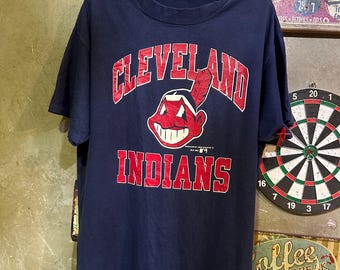 Vintage 1991 Cleveland Indians T Shirt, Chief Wahoo MLB Baseball Tee, Bike Athletic XL