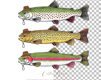 Trout Fishing SVG & PNG Files: Angler Gift (Digital Download)