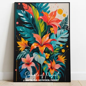Arte de parede maximalista - Arte abstrata colorida e eclética para impressão | Download digital moderno para decoração de casa