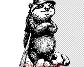 Rolig sloth baseball grafisk t-shirt – sarkastisk vintagestil (digital fil)