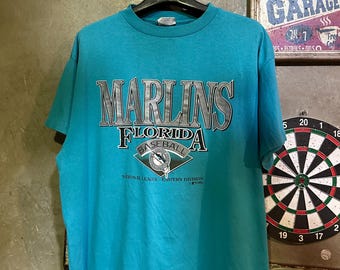 Vintage 1993 Florida Marlins T Shirt XL, Spectator Sportswear Made in USA, Single Stitch MLB Baseball Tee, 90s Teal Marlins Shirt