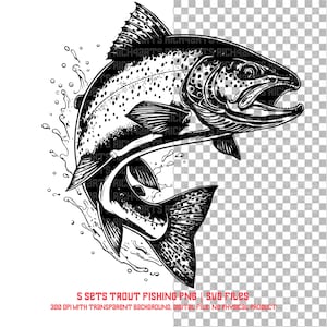 5 Sets Rainbow Trout Jumping | PNG & SVG Files for Cricut, Silhouette and More