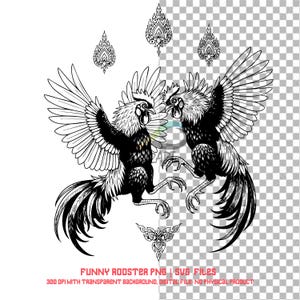 Angry Rooster SVG: Cockfight Clipart, Strong Chicken PNG (Commercial Use, Digital Download)