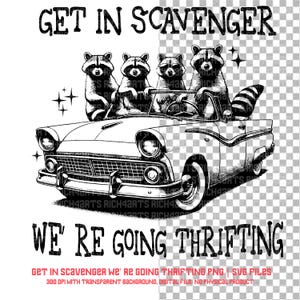 Funny Raccoon Thrifting Trip SVG PNG: Mischief Crew Design