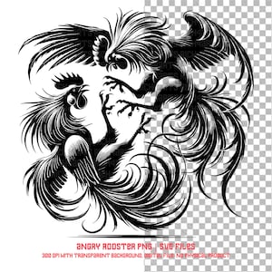 Angry Rooster SVG: Cockfight Clipart, Strong Chicken PNG (Digital Download)
