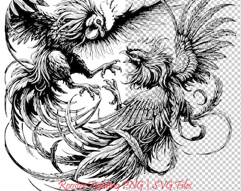 Angry Rooster SVG: Cockfight Clipart, Strong Chicken PNG (Digital Download)