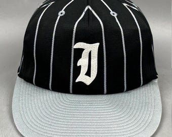 Vintage Mizuno Japan Baseball Cap Black White Pinstripe Gray Brim Size M 56-58cm Retro Japanese Sports Hat Adjustable