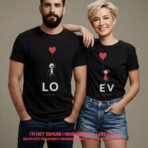 Magliette abbinate per San Valentino per coppie e famiglie / File SVG e PNG / Regalo di San Valentino per bambini e donne / Disegni carini e amorevoli