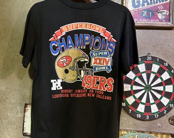 Vintage 1989 San Francisco 49ers T Shirt, Super Bowl Champions, Single Stitch, Made in USA, Garan Football Tee