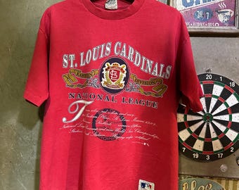 Vintage 1991 St Louis Cardinals T Shirt Nutmeg Mills Made in USA Single Stitch MLB Baseball 90s Graphic Tee Large