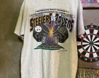 Vintage 1998 Steelers Ravens T Shirt NFL Opening Day Baltimore Ravens Pittsburgh Steelers Double Sided Football Tee 90s