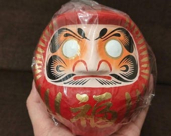 Red Daruma Lucky Charm Japanese Doll Head With Helmet for Luck and