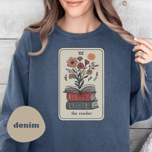The Reader Tarot Card Sweatshirt - Comfort Colors Witchy Book Lover Crewneck