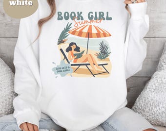 Book Girl Summer Sweatshirt: Comfort Colors Beach Reading Crewneck