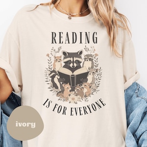 Comfort Colors Raccoon Reading Shirt: Woodland Animal Book Tee