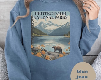 Comfort Colors National Parks Sweatshirt: Bear Mountain Lake Graphic