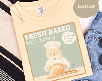 Koszulka Comfort Colors Cat Baking: Świeżo upieczona koszulka z kotem