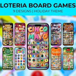 Holiday Pack | Loteria Digital Board Games | Digital Loteria | Pick a Card | Pick and Play | Loteria Online Games | Loteria Games | Raffle