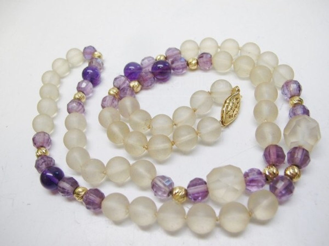 Vintage 14k Amethyst Camphor Glass Bead Necklace 1930s Art - Etsy