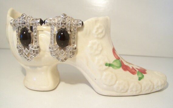 Vintage 1930s Art Deco Pave Rhinestone Dress Clips