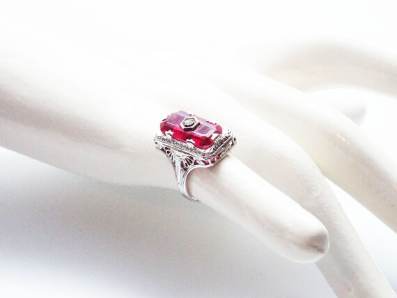 Rare Antique Art Deco 1920s 14k Diamond Ruby Dinne