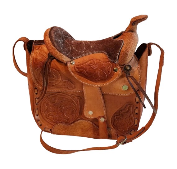 Vtg 70s Handmade Hecho En Mexico Hand Tooled Leather … Gem