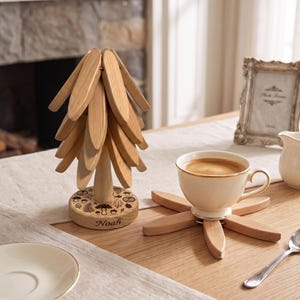 Salvamanteles de madera personalizados para platos calientes para un fácil almacenamiento - Adecuados para ollas, sartenes, cuencos, teteras, soportes para platos calientes - Decoración de cocina moderna