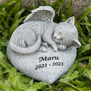 Personalisierte Engel Katze Gedenksteine Statue Grabsteine Schlafen Verzierung für Kätzchen verstorben Haustier Verlust Sympathie Erinnerung Geschenke