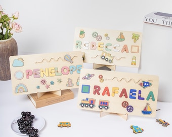Casse-tête personnalisé en bois, jouet éducatif, cadeau pour bébé