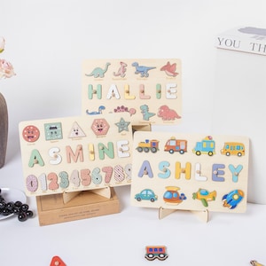Personalized Wooden Name Puzzle for Kids,Baby Shower Gift Handmade Custom Name Puzzle, Personalized Gifts for Baby, First Christmas Gift